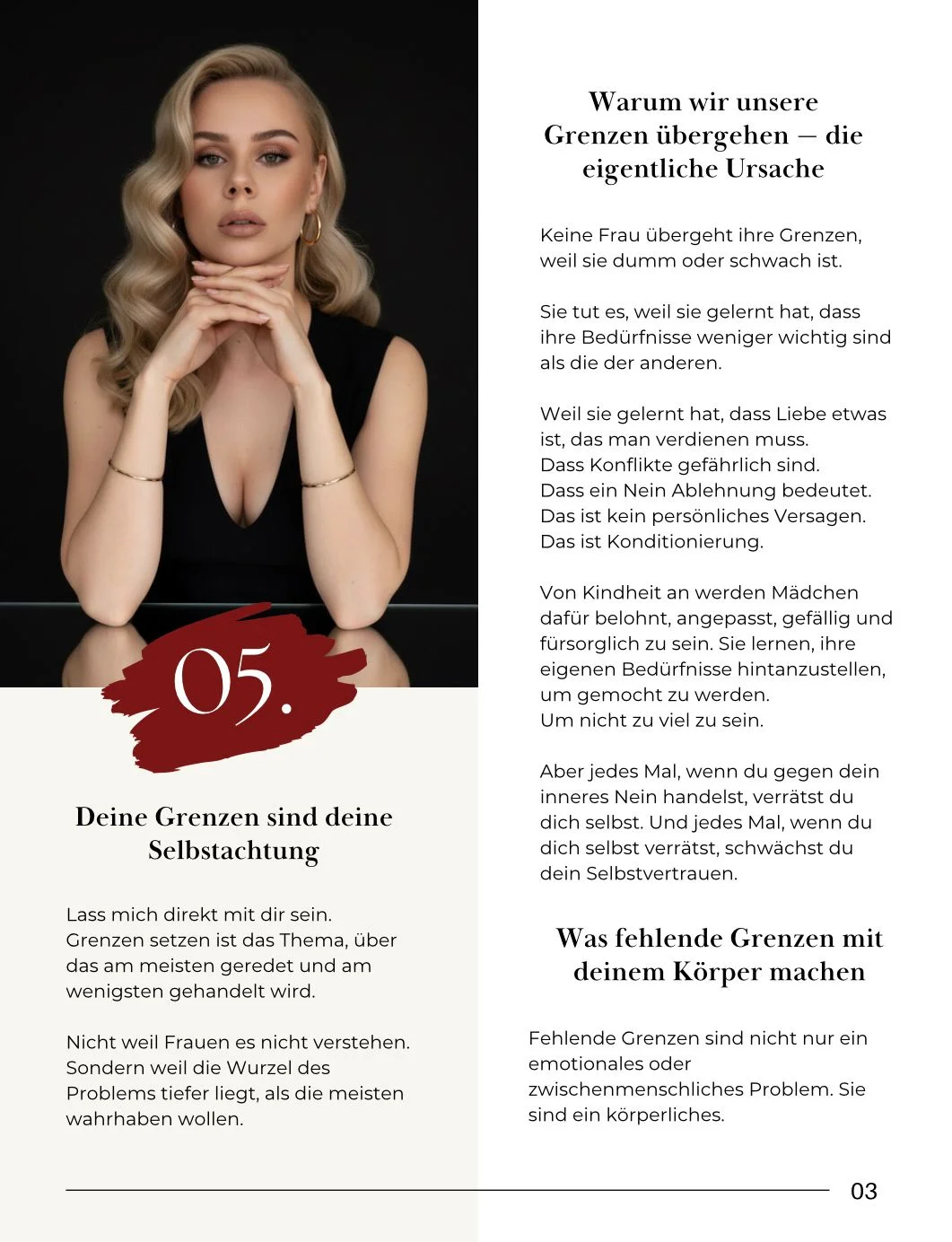 Workbook Seite 6 Deine Grenzen sind deine Selbstachtung